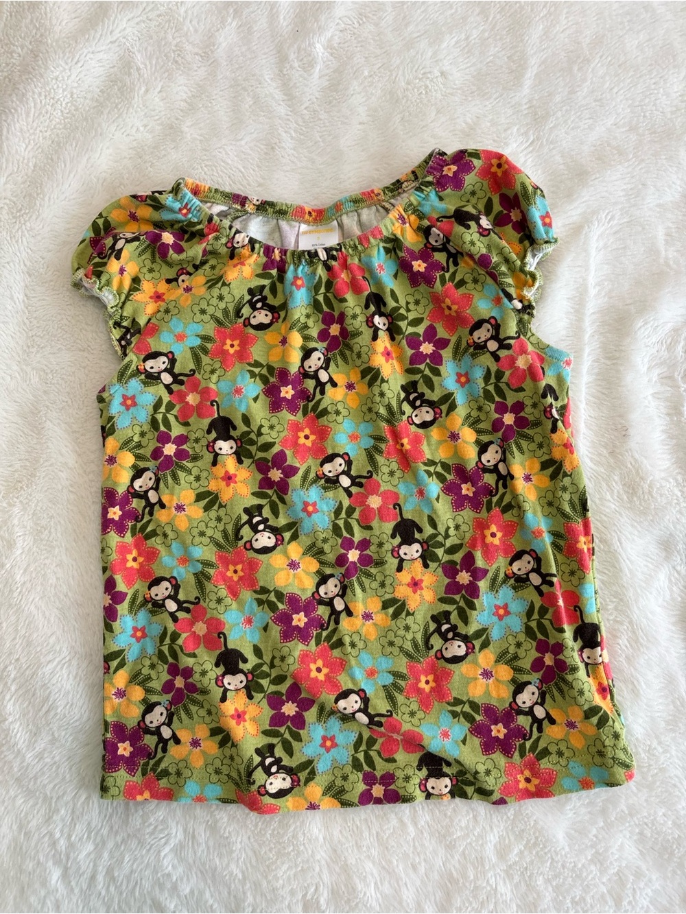 Y2K Gymboree monkey t shirt girls size 5 floral vintage